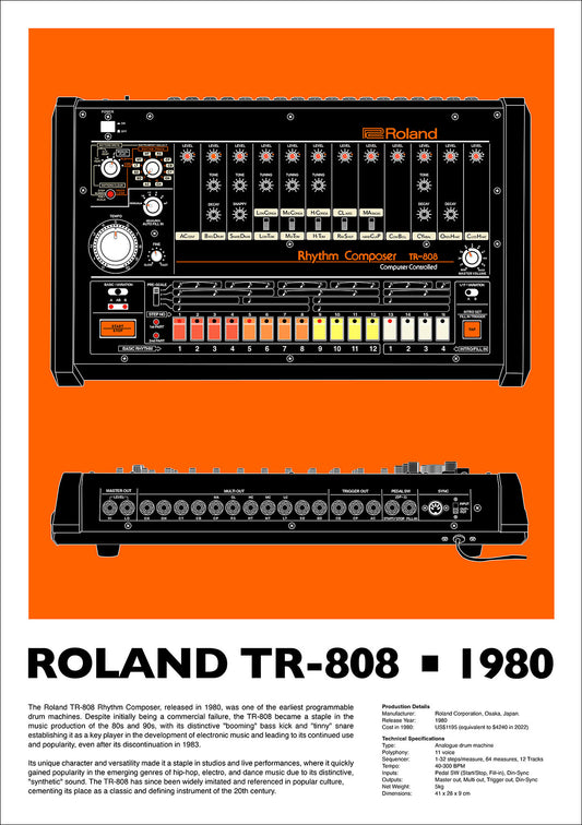 Roland TR-808 - Limited Edition Art Print - Orange Edition